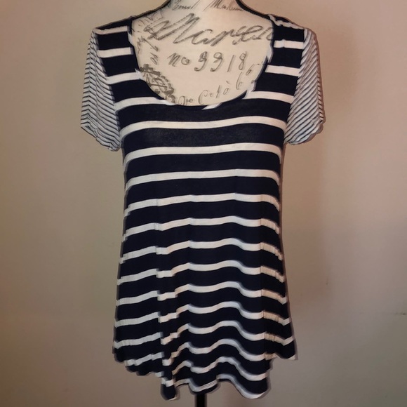 Cupio Navy Blue Striped Blouse - Picture 1 of 6